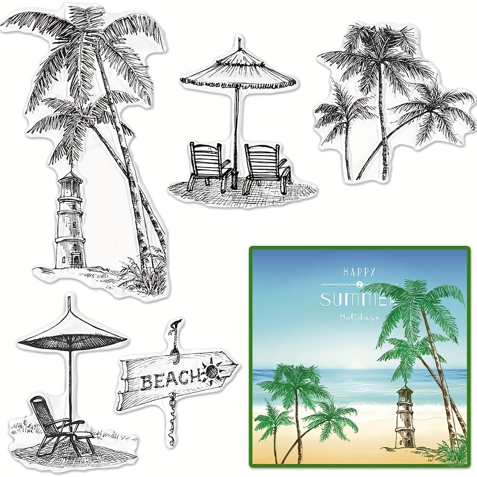 Create Tropical Beach Scenes With Summer Palm Tree Clear - Temu