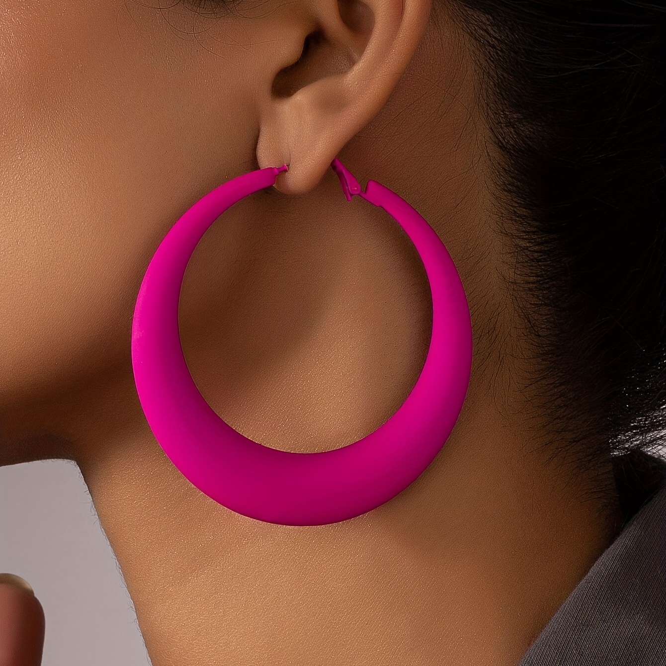 Hot Pink Leopard Pattern Hoop Earrings for Casual Style