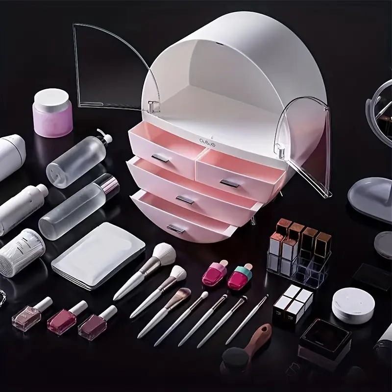 1pc dustproof cosmetic storage box desktop multi layer drawer storage box cosmetic lipstick eyebrow pencil storage container large capacity makeup organizer vanity decor Product details 4