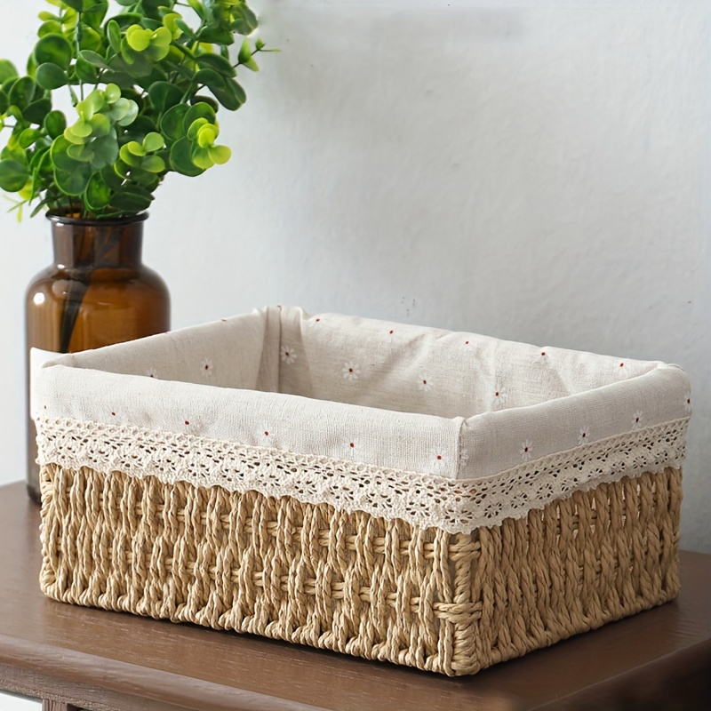 Cute Bowknot Storage Baskets, Woven Rope Woven Desktop Jewelry Cosmetics  Snacks Sundries Key Toys Organizer Bins, Home Organization And Storage  Supplies For Kitchen Bathroom Bedroom Living Room Dorm Office Desk, Home  Decor 