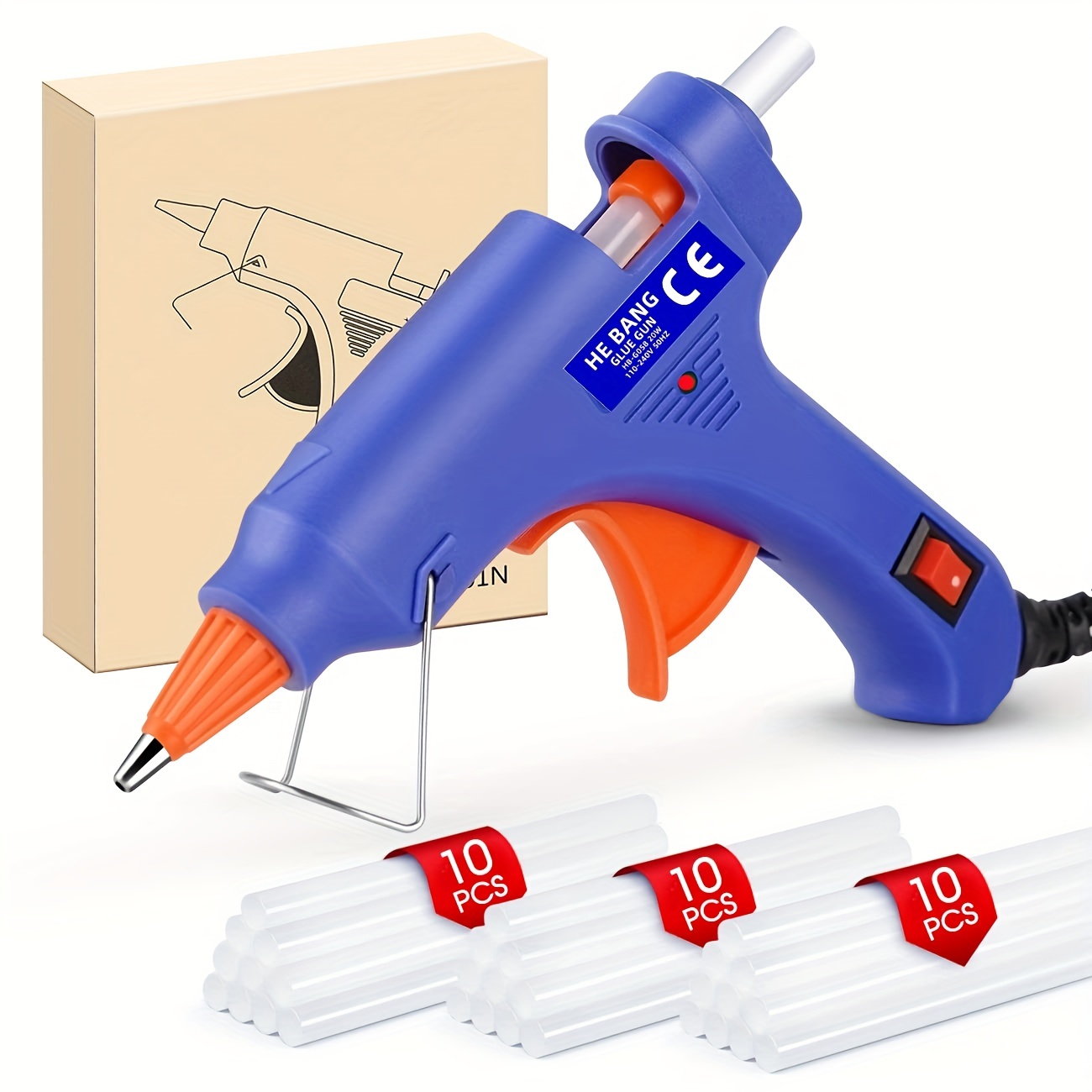 Hot Glue Gun Kit Full Size with 10 Glue Sticks Rechargeable Melt Glue Gun  for DIY Craft Projects & Quick Repair Base Stand Glue Gun for Arts &  Crafts, DIY, Repairs 
