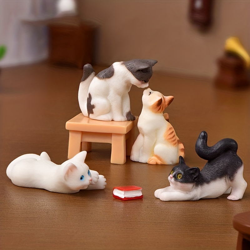 Resin Cats Kitten Figurine Miniature Fairy Garden Cats - Temu