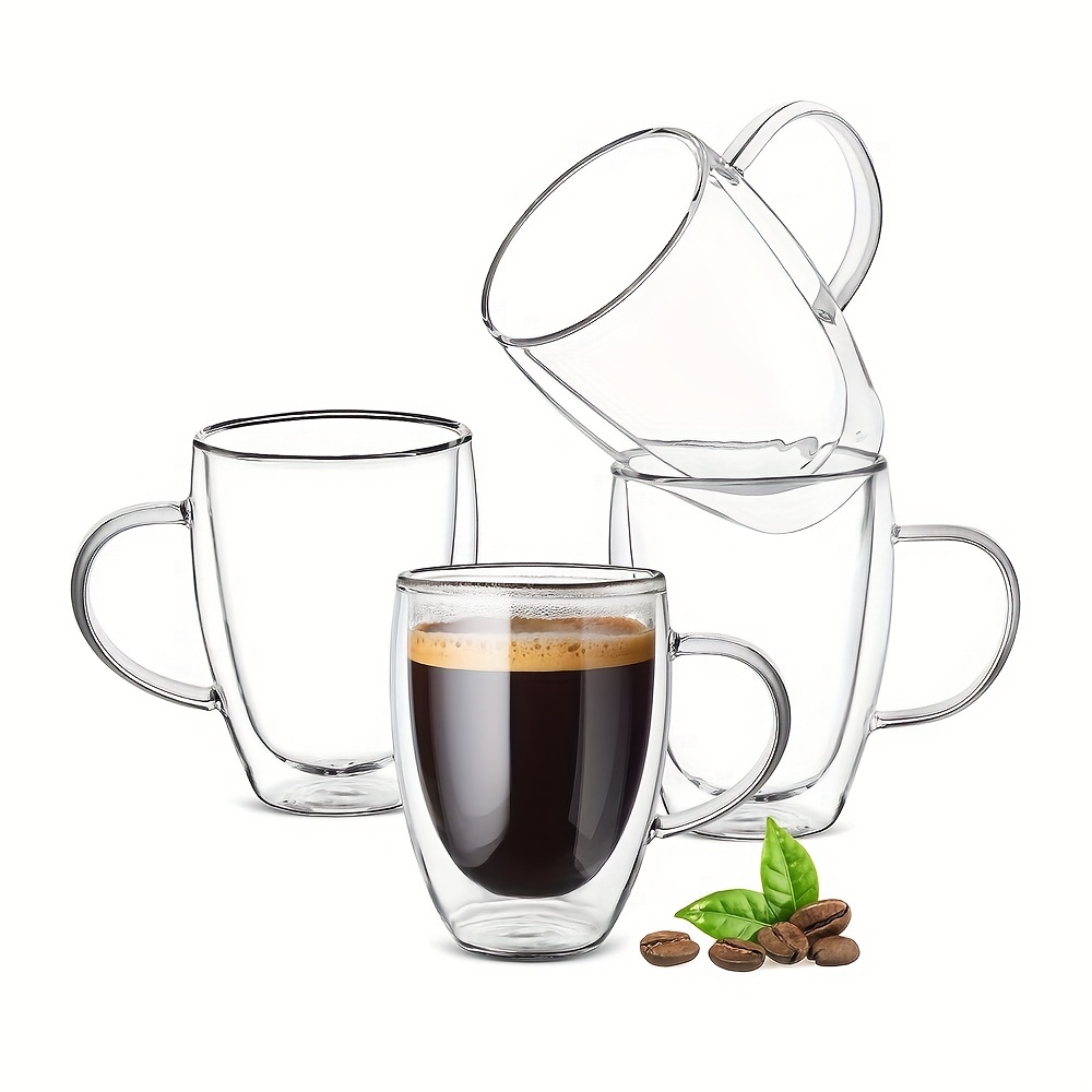 Glass Coffee Mug With Handle Double Walled Espresso Coffee - Temu