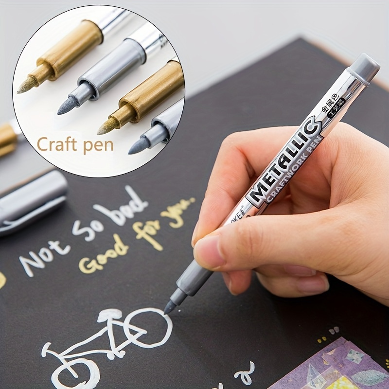 Baoke DIY Metal Waterproof Permanent Paint Marker Pens 6Colors Gold and  Silver 1.5mm Craftwork Pen Art painting Student Supplies - AliExpress