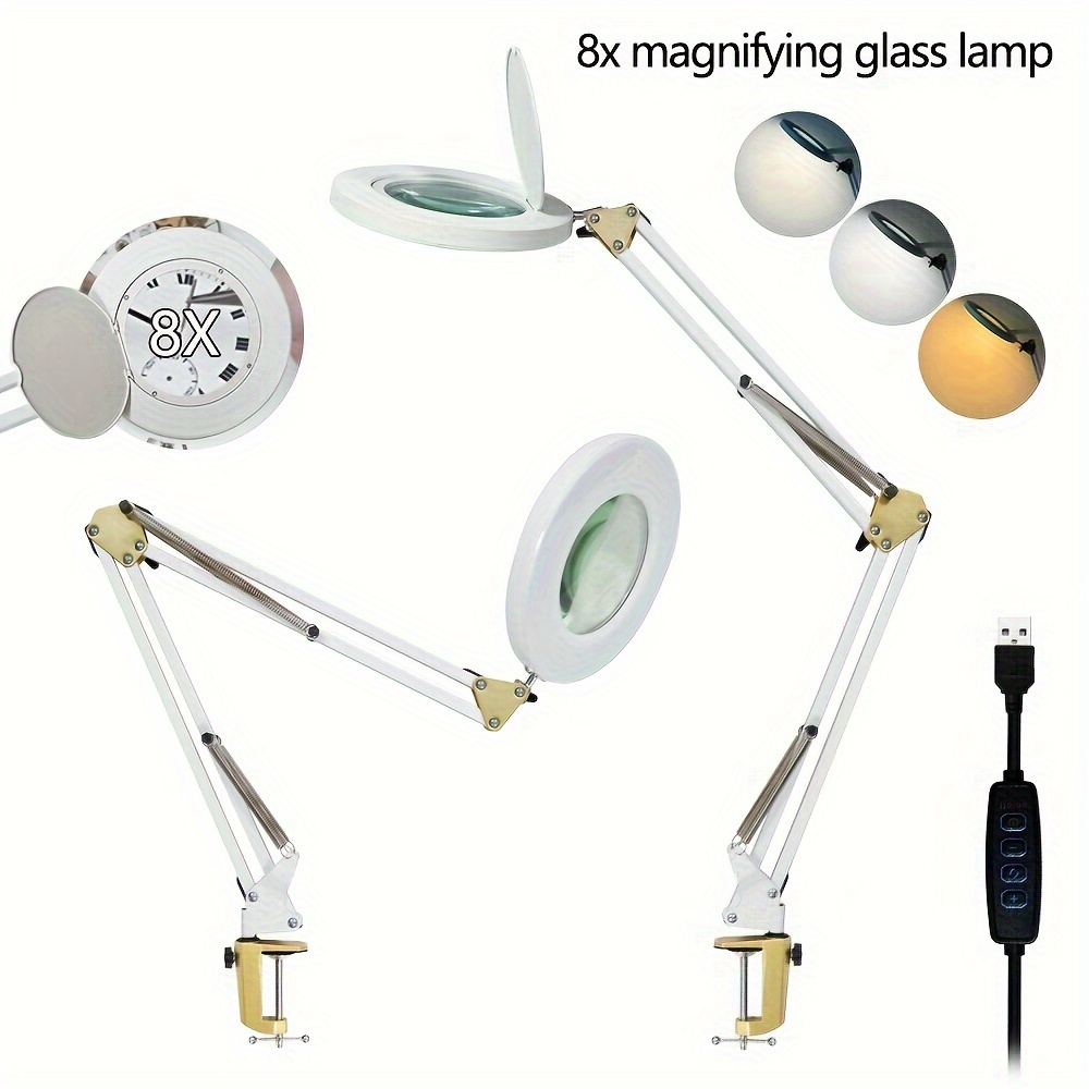 Led Magnifying Table Lamp 5x/8x Magnification Adjustable - Temu