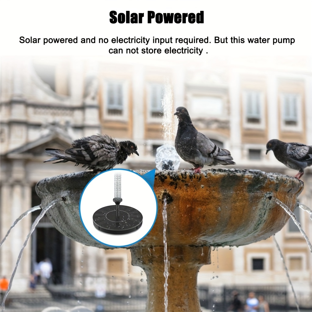 Biling Bomba de agua solar para baño de pájaros, kit de panel solar de 6.5  W, fuente solar al aire libre con tubo de 5 pies para estanques Samll