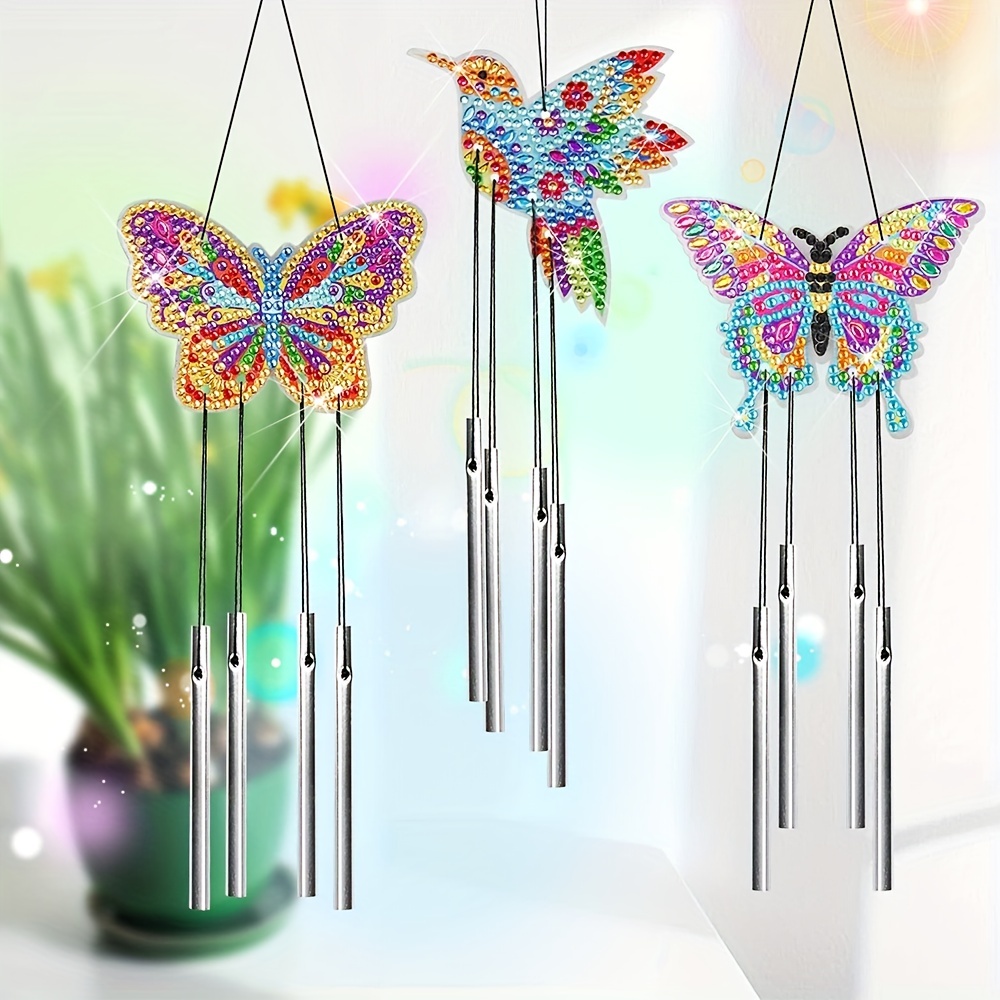 1pc/set DIY Diamond Painting Wind Chimes Eagle Pendant Size 12cm/4.72inch  Acrylic Material Double Sided Dreamcatcher With Feathers For Decoration Eagl