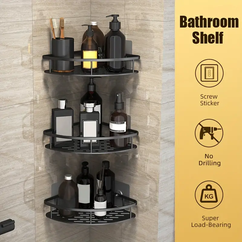 Corner Shower Shelves, Bathroom Storage Rack With Hooks, Shower Shelf For Inside  Shower, Shampoo Soap Holder For Shower Wall, Bathroom Caddy Organizer, Shower  Caddy Basket, Bathroom Accessories - Temu