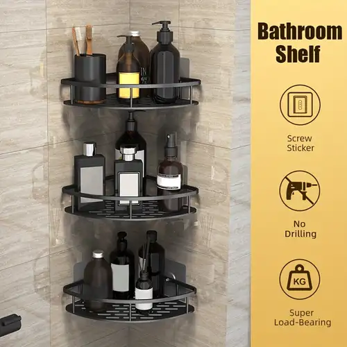 LAIGOO Adhesive Shower Caddy Corner Shelf, Metal Bathroom Shelf Wall  Mounted Shower Shelf, Non-Drilling Floating Shelves for Shower  Organizer/Bathroom