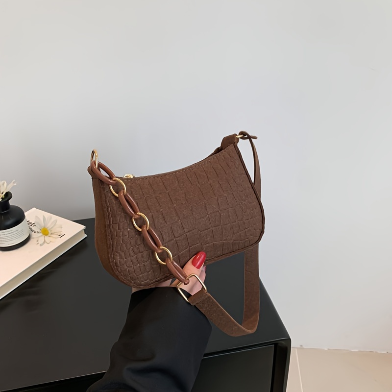 Women's brown felt crossbody bag