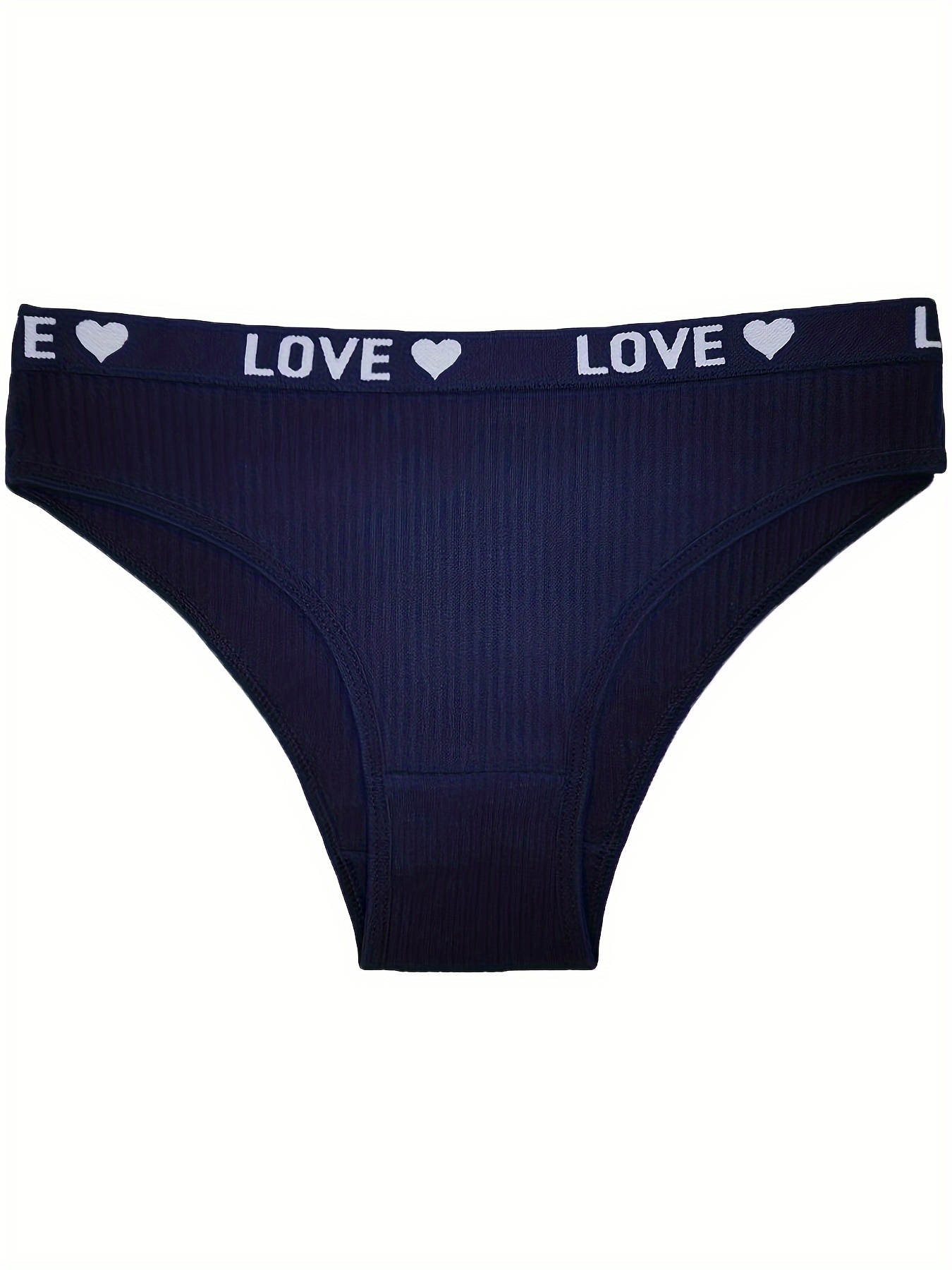 Heart Print Briefs, Comfy & Breathable Stretchy Intimates Panties, Women's  Lingerie & Underwear