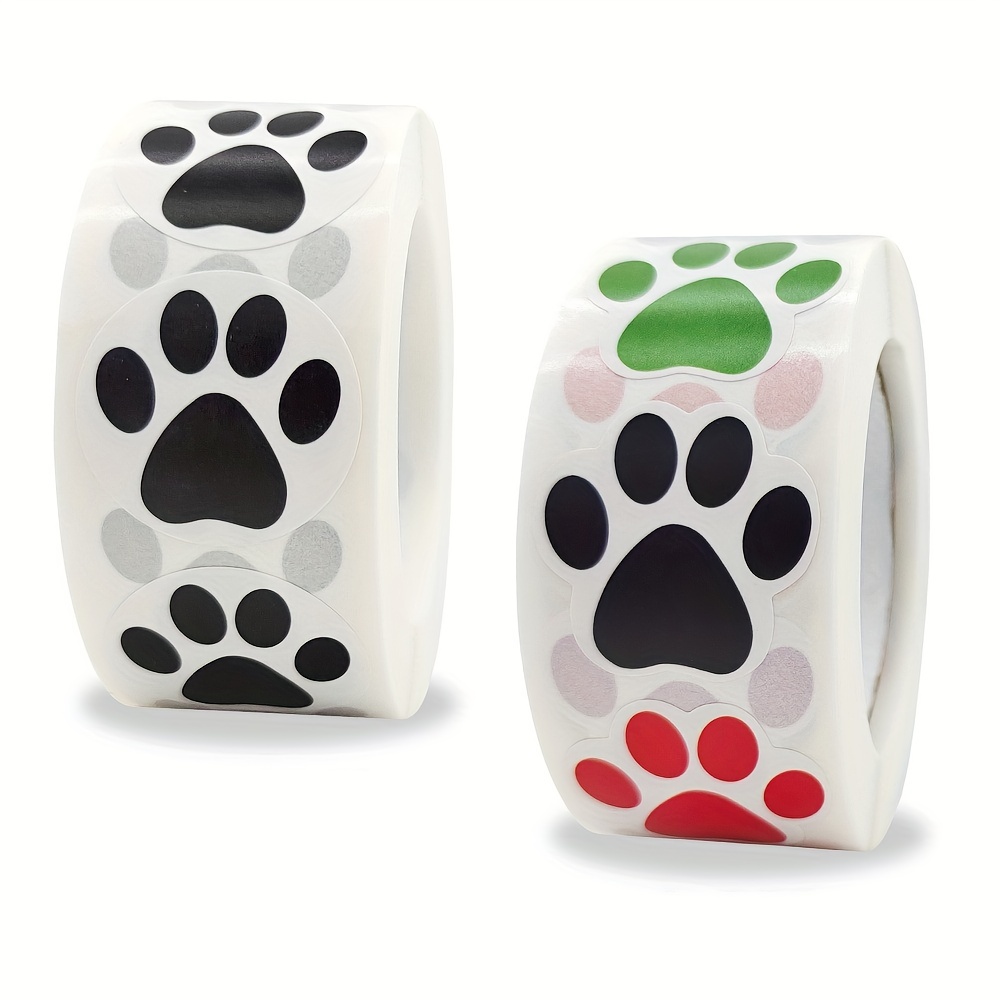 500pcs Colorful Dog Paw Print Stickers Waterproof Puppy Paw Labels Stickers  Fun Dog Stickers for Kids Roll - 1.5 inches 