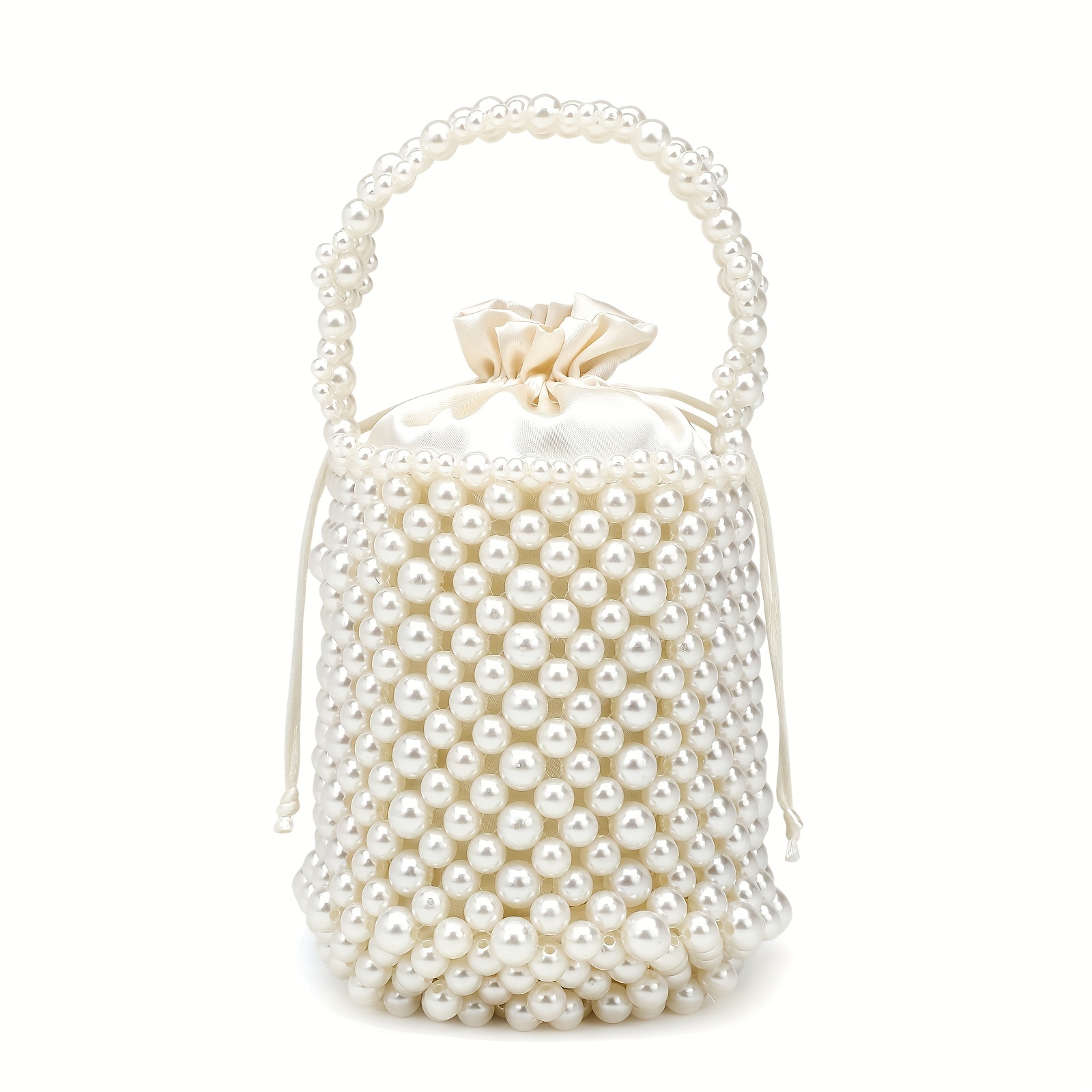 Bolso Mano Elegante Blanco Cuentas Imitación Perlas Hebilla - Temu