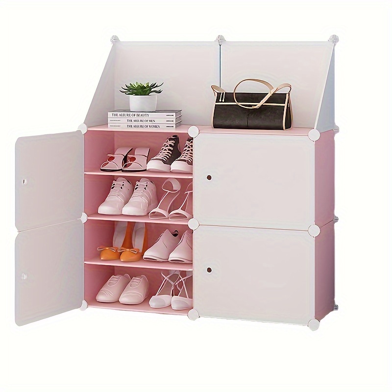 1pc Plastic Shoe Storage Rack, Minimalist Pink Multi-layer Shoe Shelf  Organizer And Storage For Floor