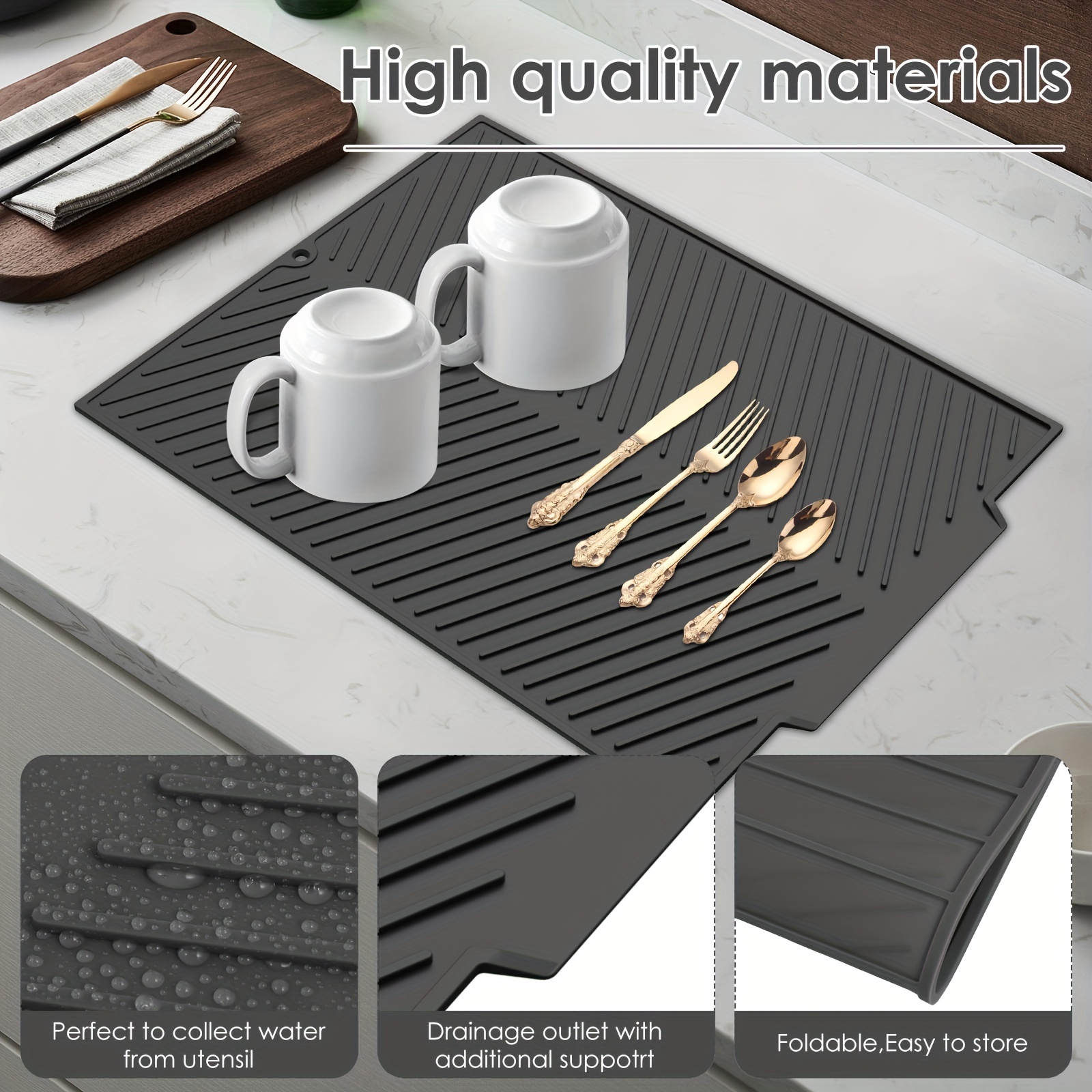 Kitchen Silicone Mat, Premium Quality Heat Resistant Drying Pad