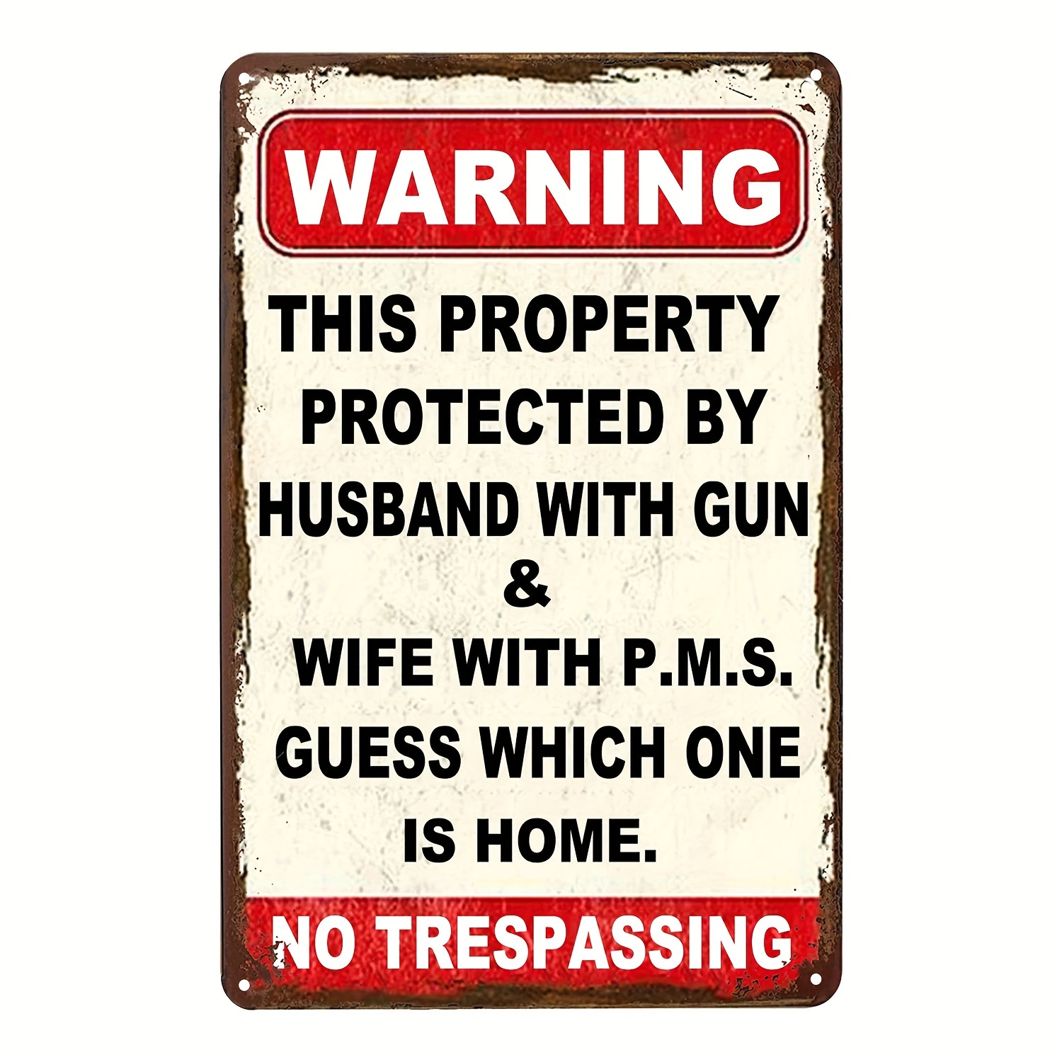 Warning Property Protected Husband Wife Metal Tin Sign Funny - Temu Canada