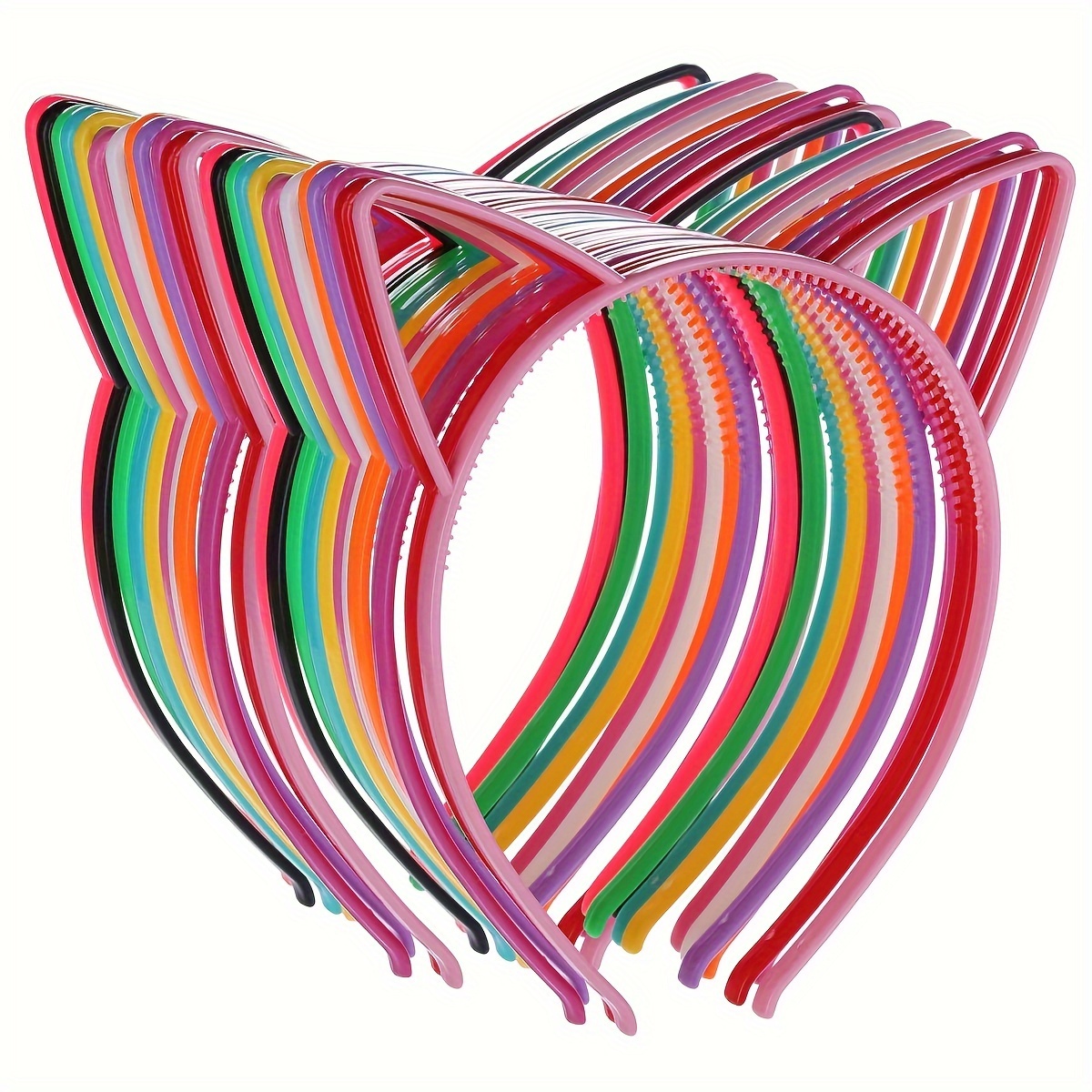 TEMU 25 Fascie per Capelli con Orecchie da Gatto in Plastica, Accessori per Capelli a Tema Cartoon per Feste di Compleanno