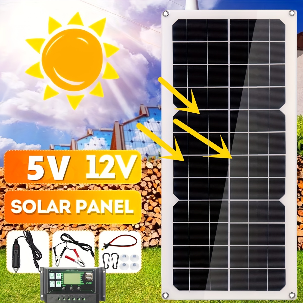 Chargeur solaire 12 V / 2,4 W pour batterie de voiture