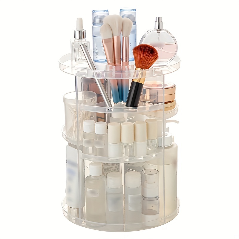 Dustproof 360° Rotating Makeup Organizer With Compartments - Temu