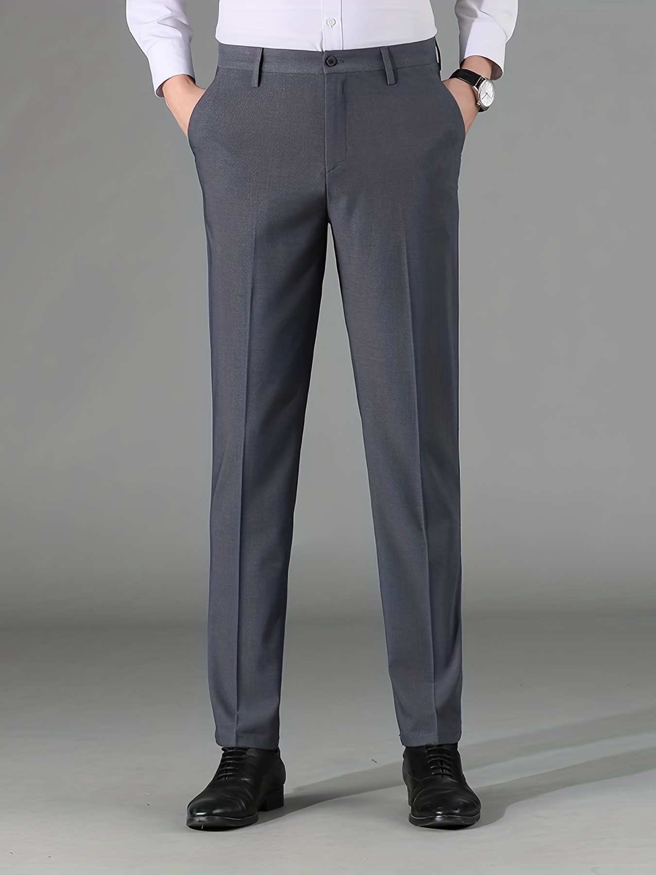 Classic Design Slim Fit Elegant Dress Pants Men's Semi - Temu Canada