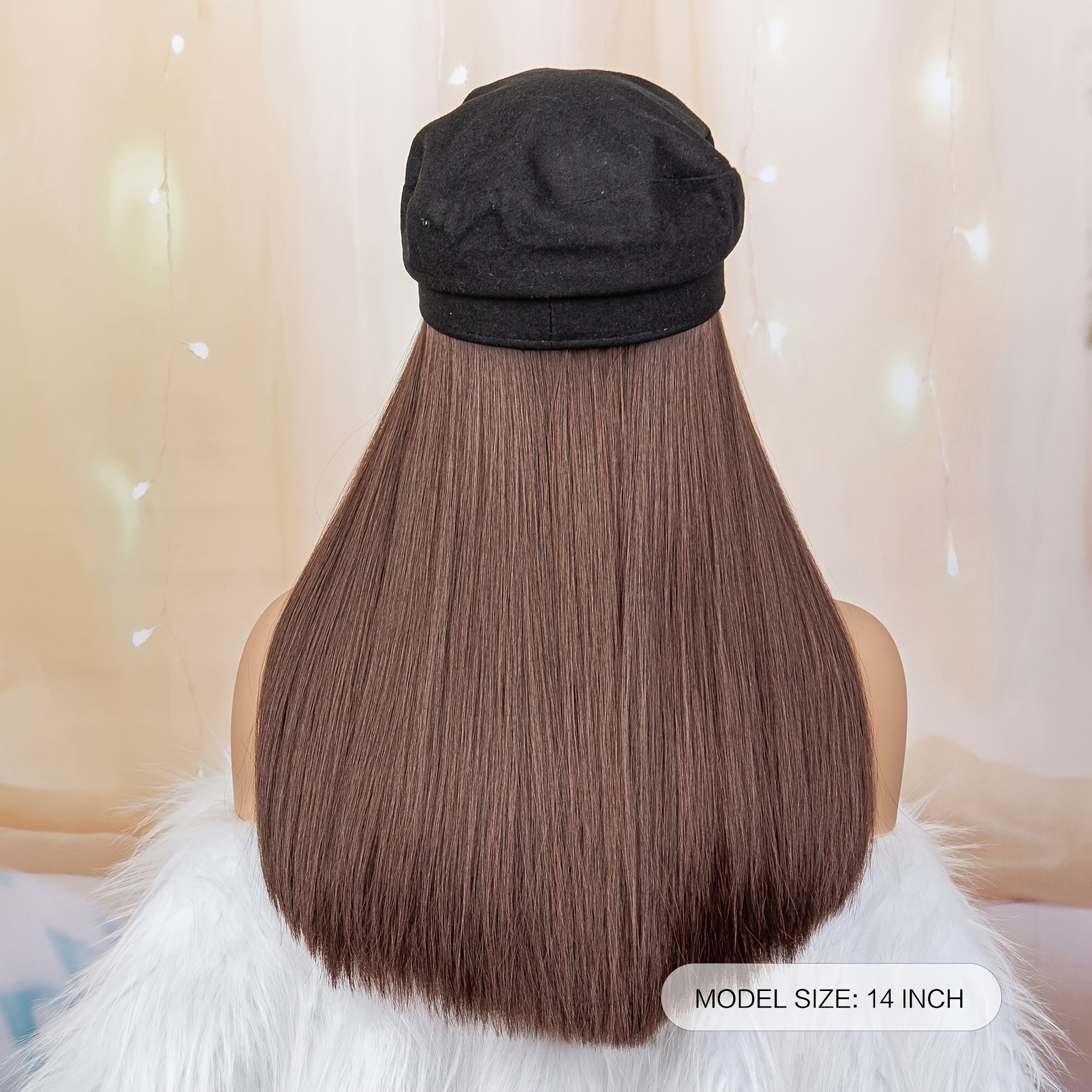 Hat Wigs Women Winter Baker Hat Newsboy Synthetic Long Temu