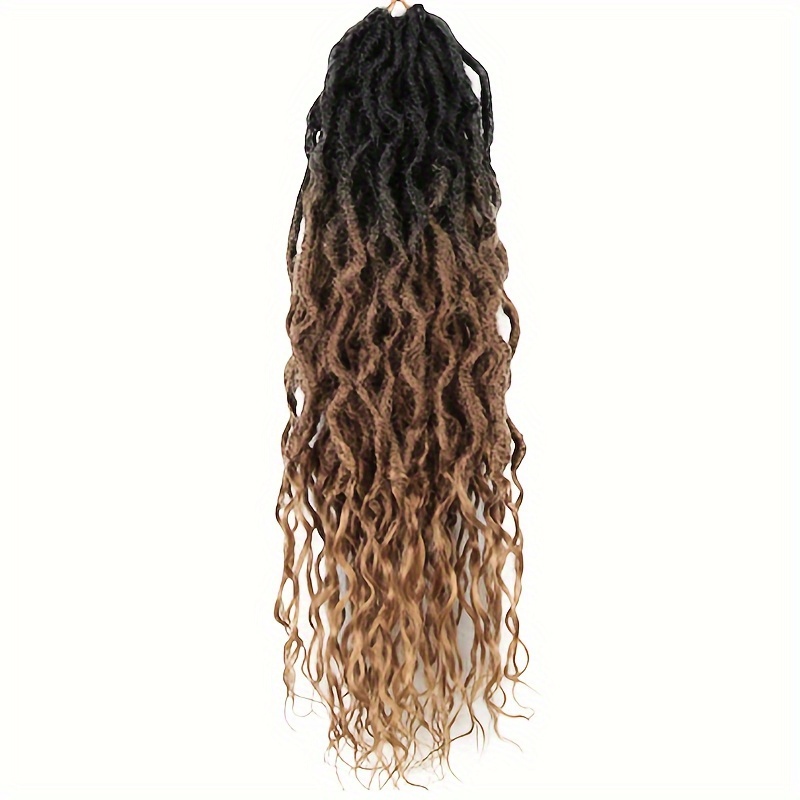 Goddess Faux Locs Crochet Hair With Curly Ends Wavy Queen Locs Pre-Looped  Synthetic Ombre BraidS Hair Extensions Afro Dreadlocks