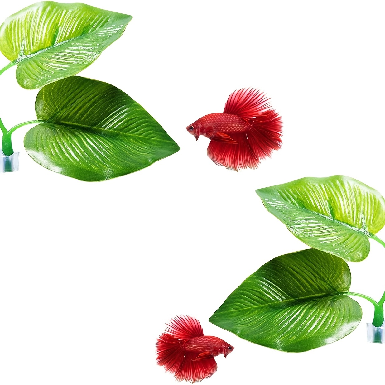 2-Pack Betta Fish Leaf Pads with Suction Cups
