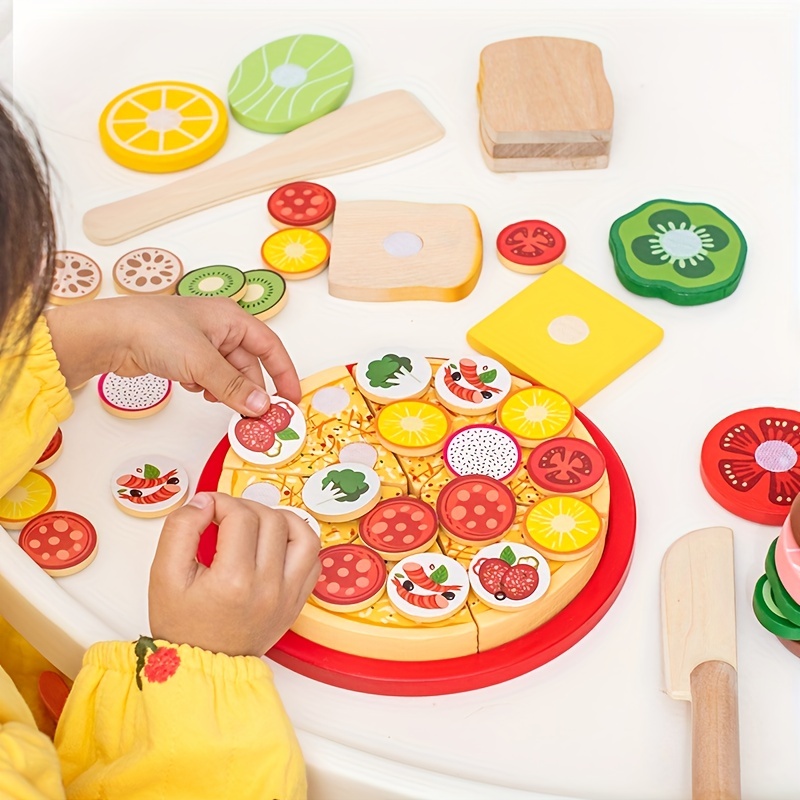 Enhance Your Child's Hands on Ability With This Wooden Pizza - Temu