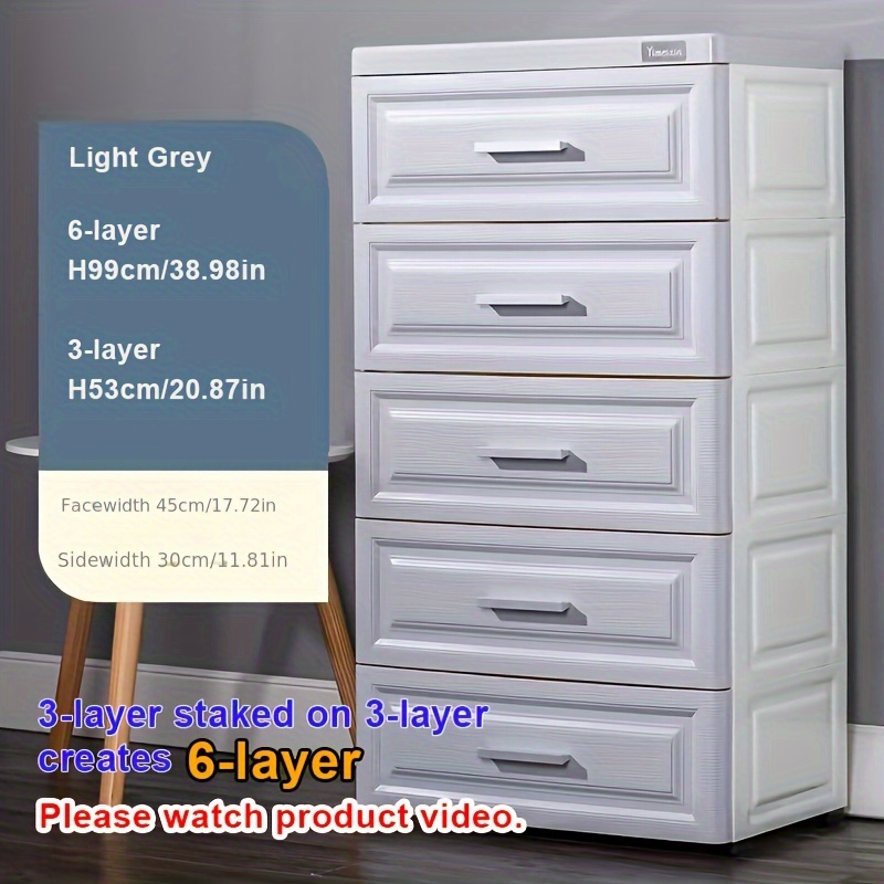 Plastic Drawers Dresser,Storage Cabinet with 6 Drawers,Stackable Vertical  Clothes Storage Tower Small Closet Organizer Shelf Lockable Storage Cabinet