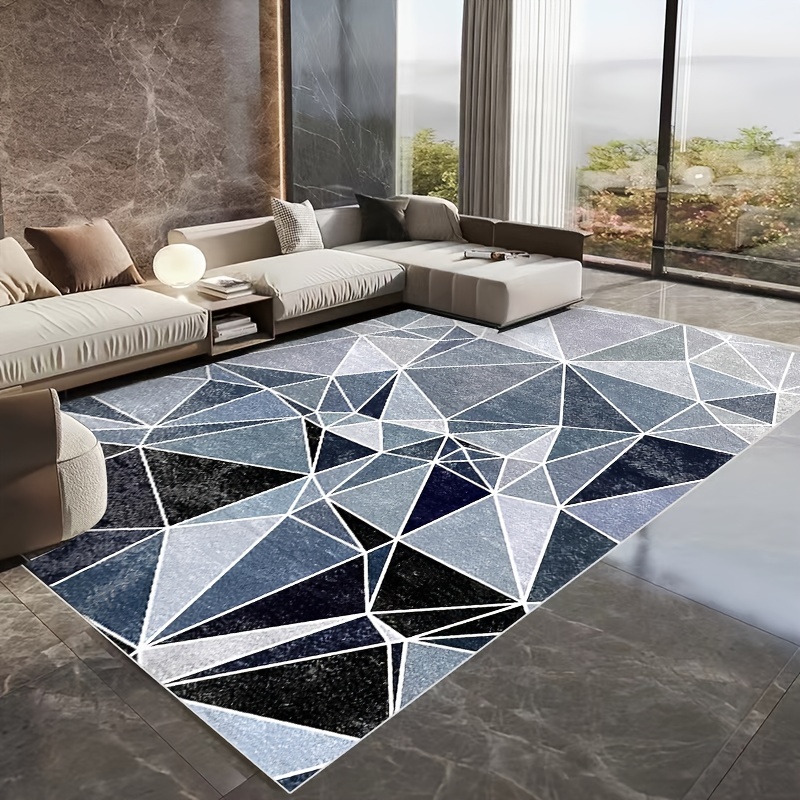 Soft Low Pile Living Room Area Rugs Modern Geometric Decorative Rugs