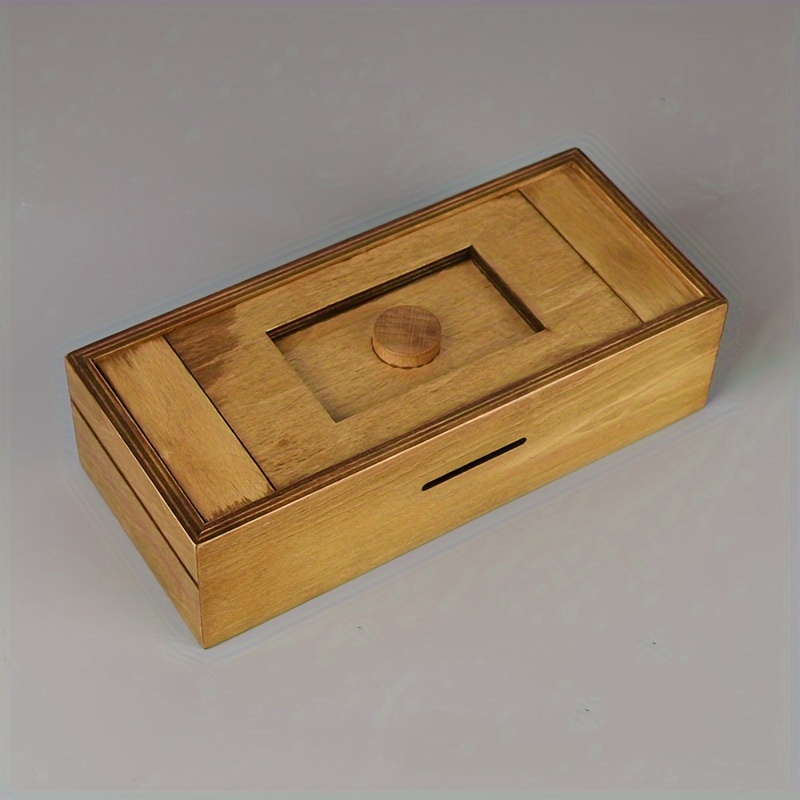 Boîte cadeau Puzzle, Boîte de puzzle secrète avec compartiments cachés,  Boîte de porte-cartes en bois et d’argent cadeau, Jeu de casse-tête Puzzles