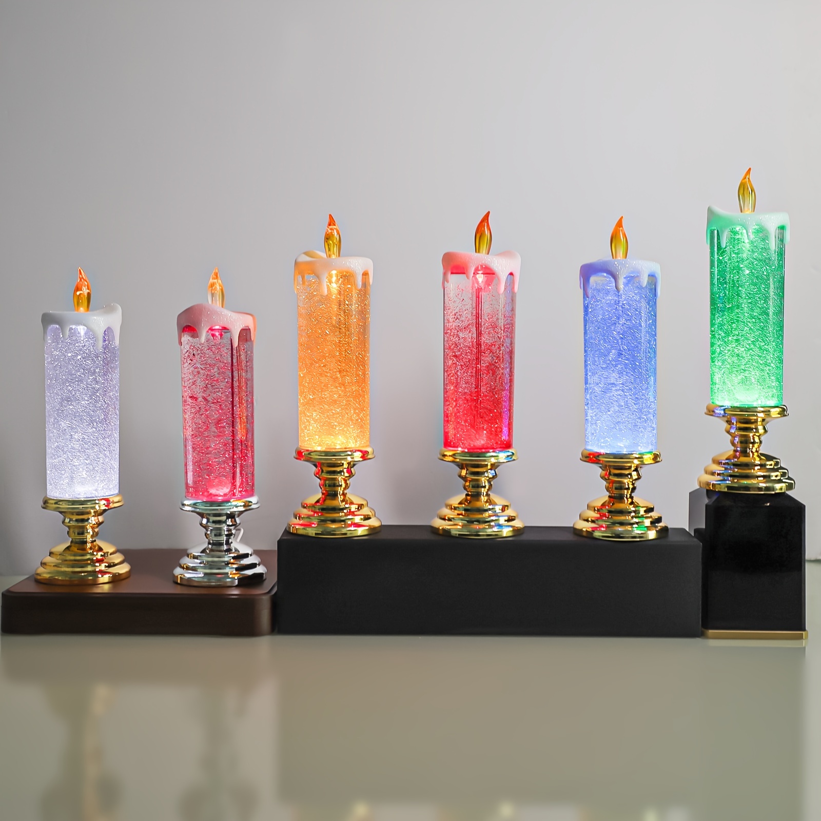 Christmas LED Candle Lights Fantasy Flameless Swirling Glitter Candle Lamp  Crystal Electronic Candles For Christmas Party Decor