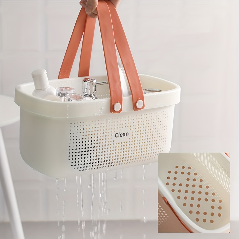 White Plastic Storage Organizer Basket with Handles, Shower Caddy Tote  Portable Storage Bins for Bathroom, Dorm, Kitchen, Bedroom 