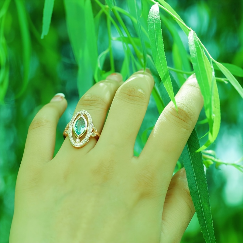 elegant promise ring inlaid waterish zirconia in oval shape symbol of elegance and nobility engagement wedding ring dupes luxury jewelry