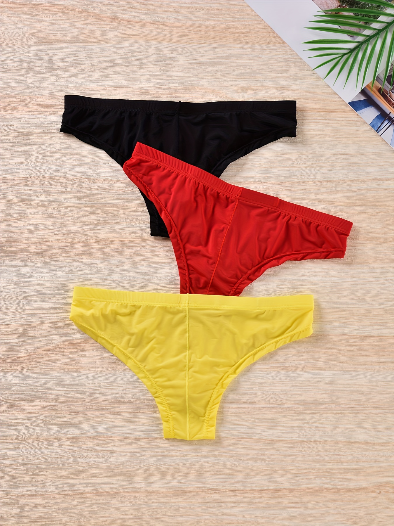 Sunnymall Men Panties Solid Color Smooth Stretch Seamless Glossy Underwear  Sexy One-Piece Underpants Briefs Male Clothes