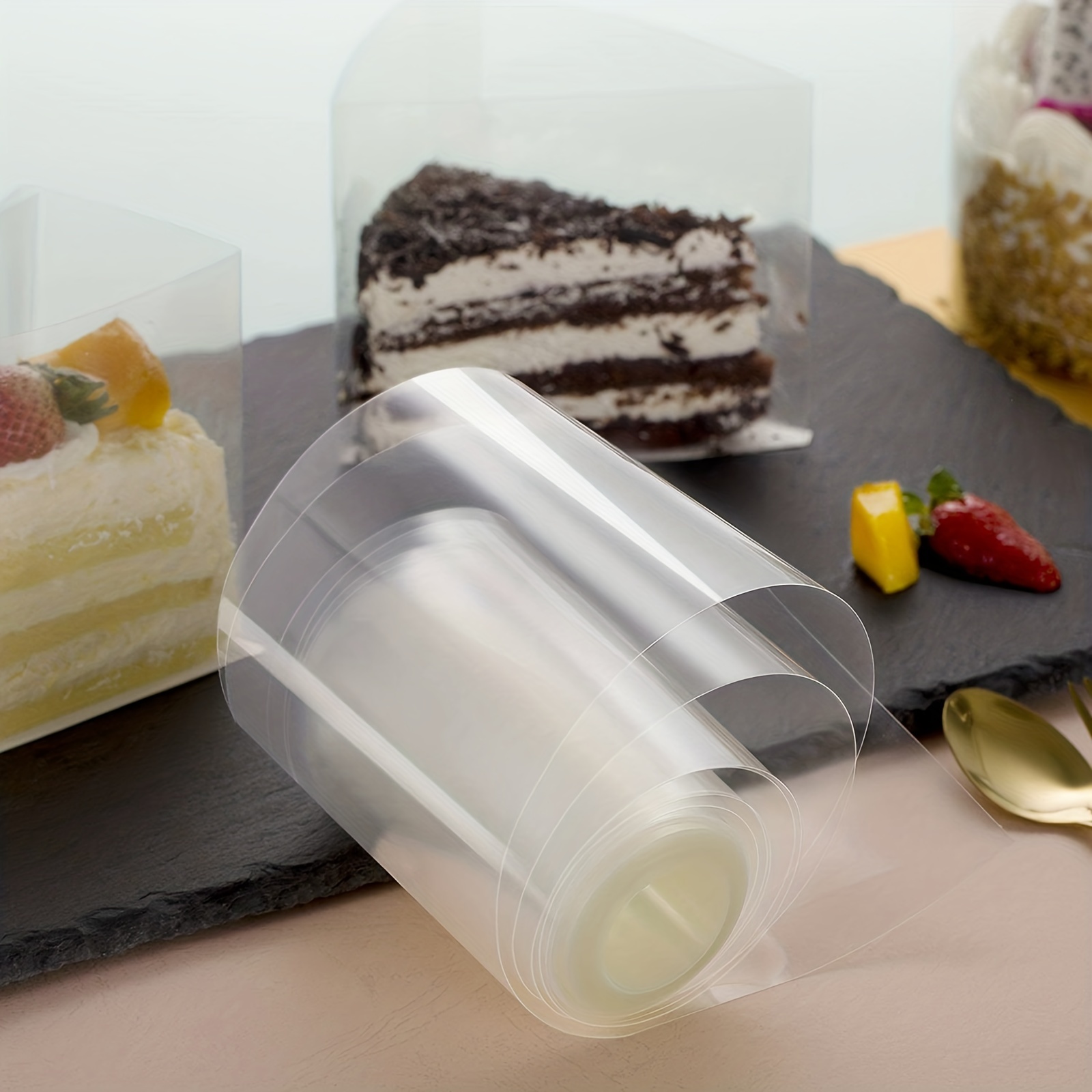 Cake Collars 6.3 x 394 inch, Mousse Cake Acetate Sheets for Baking, Transparent Cake Rolls, Clear Cake Strips, Chocolate Mousse Surrounding Edge