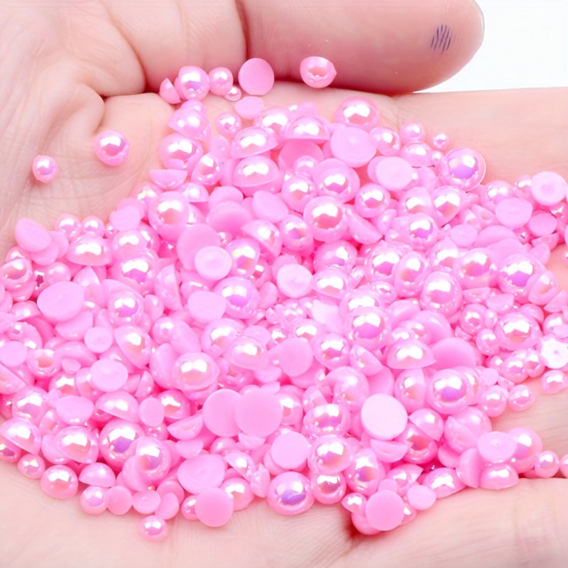 White Half Round Resin Pearls For Crafts Flat Bottom Pearls - Temu