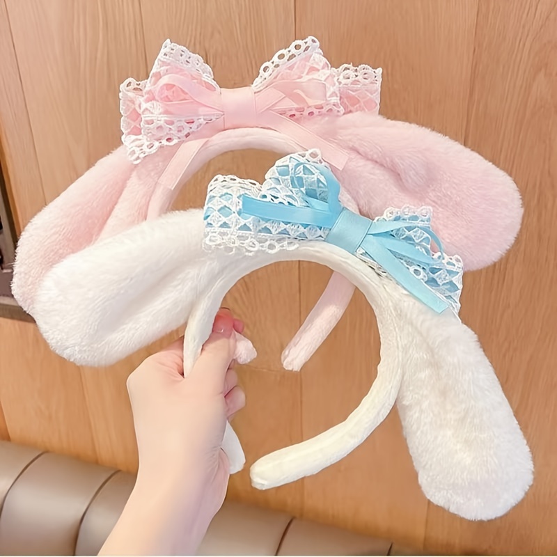 Bunny Ear Cosmetic Headband Fashion Cute Fluffy Elastic - Temu