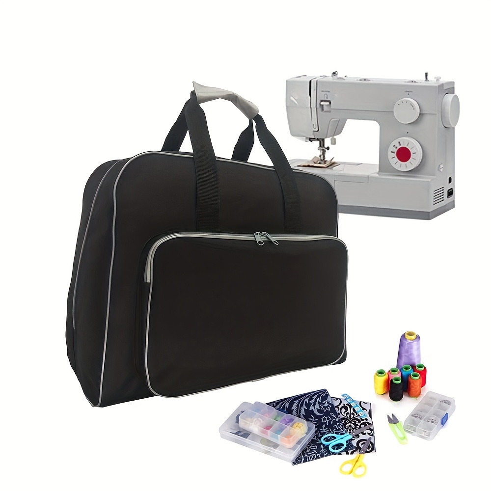  Bolsa de mano para máquina de coser, bolsa de transporte para  máquina de coser de gran capacidad, bolsa de almacenamiento universal de  lona, con bolsillos de red y asas, para la