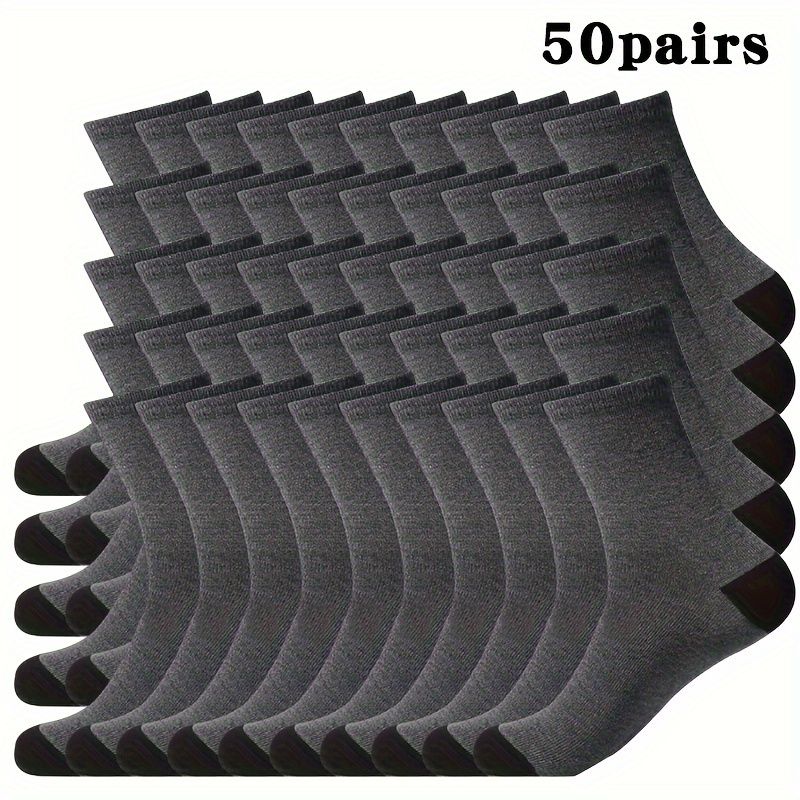 20/30/50 Paren Heren Zwarte Sokken – Ademende, Comfortabele Kniekousen met Textuur voor Casual Outfits, Schattige Sokken