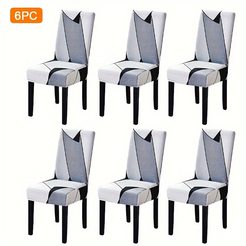 2/4/6pcs Printed Elastic Polyester Chair Covers Home Removable Washable Table And Chair Covers Universal Decorative Bench Pads