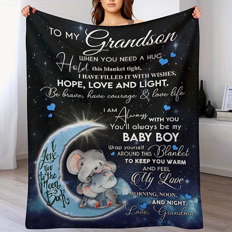 Cartoon Elephant Printed Flannel Blanket Grandson Grandma Temu