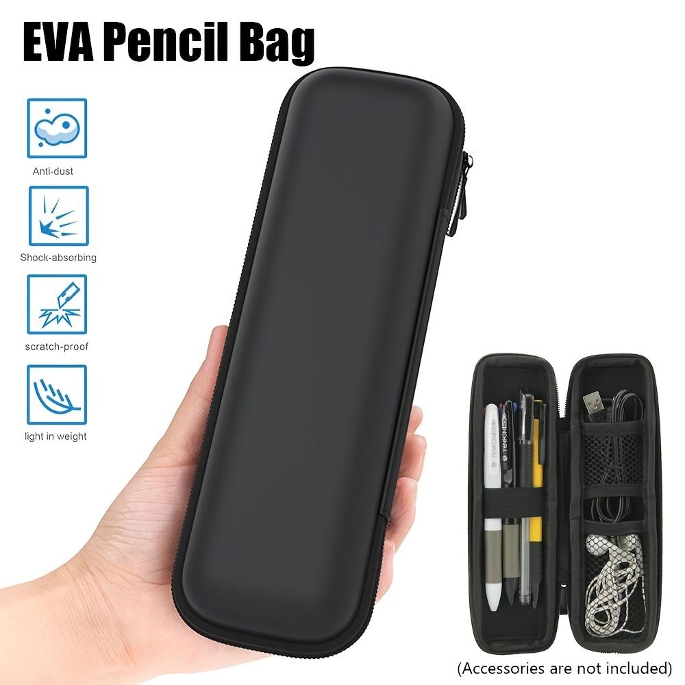 2 Pcs Black Eva Hard Shell Pen Pencil Case Holder, Durable Pen Carrying  Case With Zipper, Pencil Box For Execu