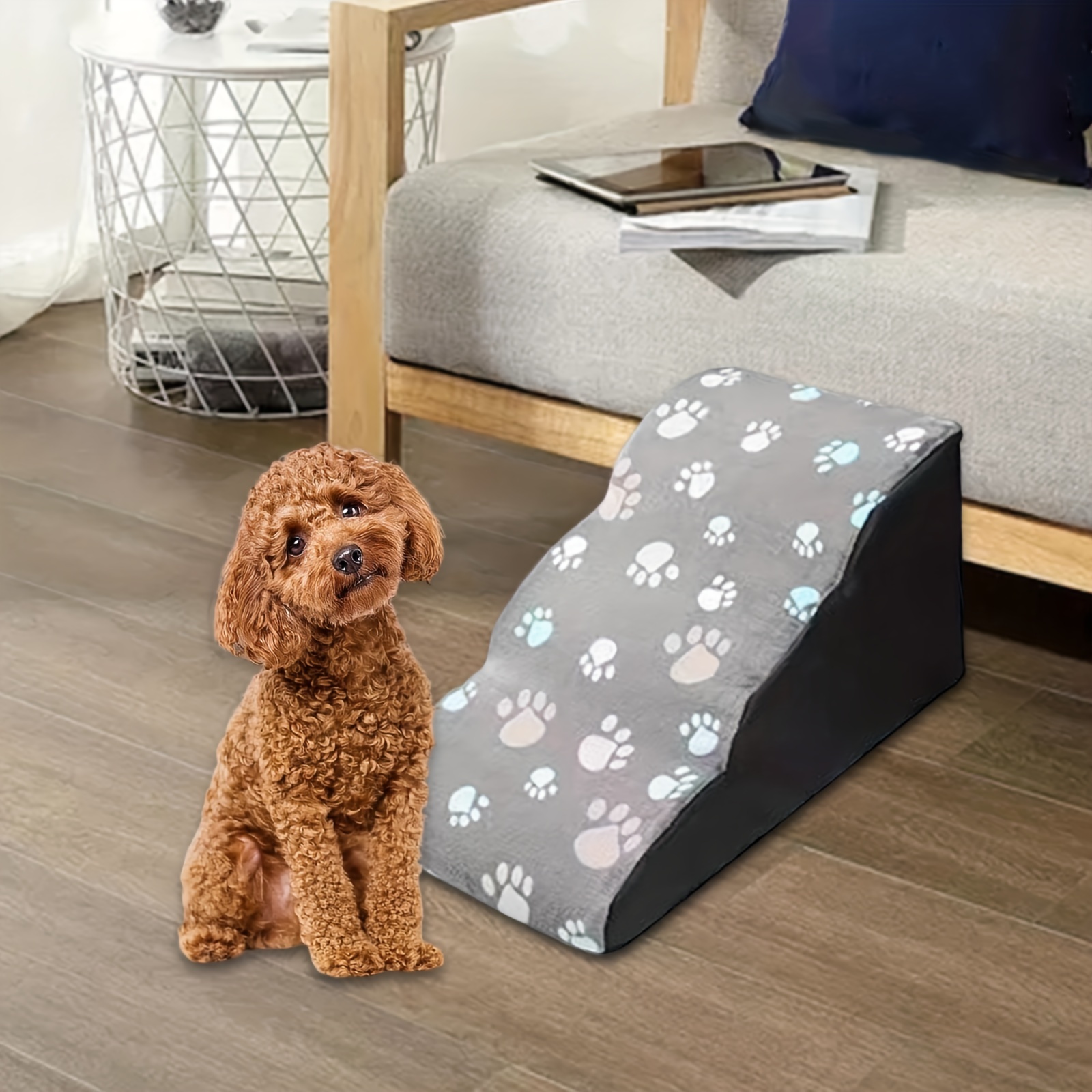 Scale Per Cani Da Compagnia Stampa Zampa Rampe Per Scale Per Cani In  Schiuma Resistente, Rampa Per Cani Antiscivolo Per Divano Letto Con  Rivestimento