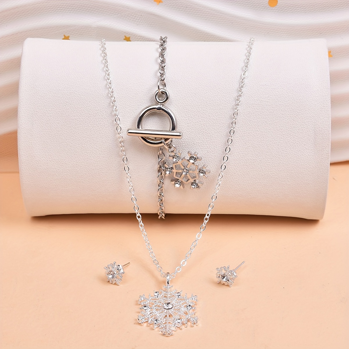 Snowflake necklace and earring on sale set