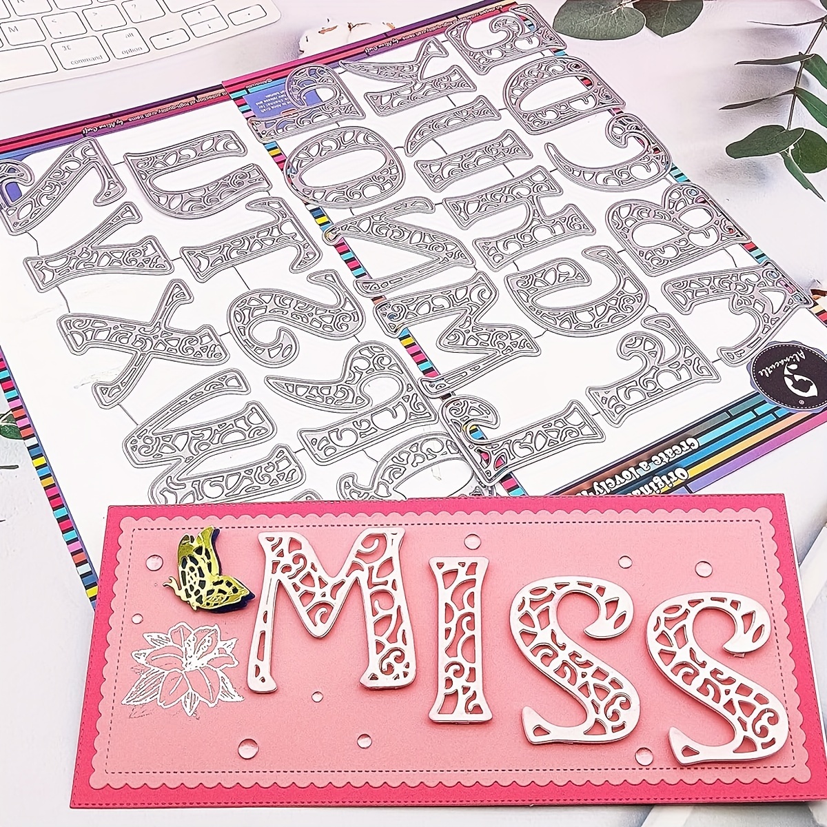 Image of 26pcs Letter Dies Stencils, English Alphabet Number Clear Stamp And Metal Cutting Die Cut For Paper Craft Handmade Card Making Diy Greeting Cards Scrapbooking And Album Christmas Gift