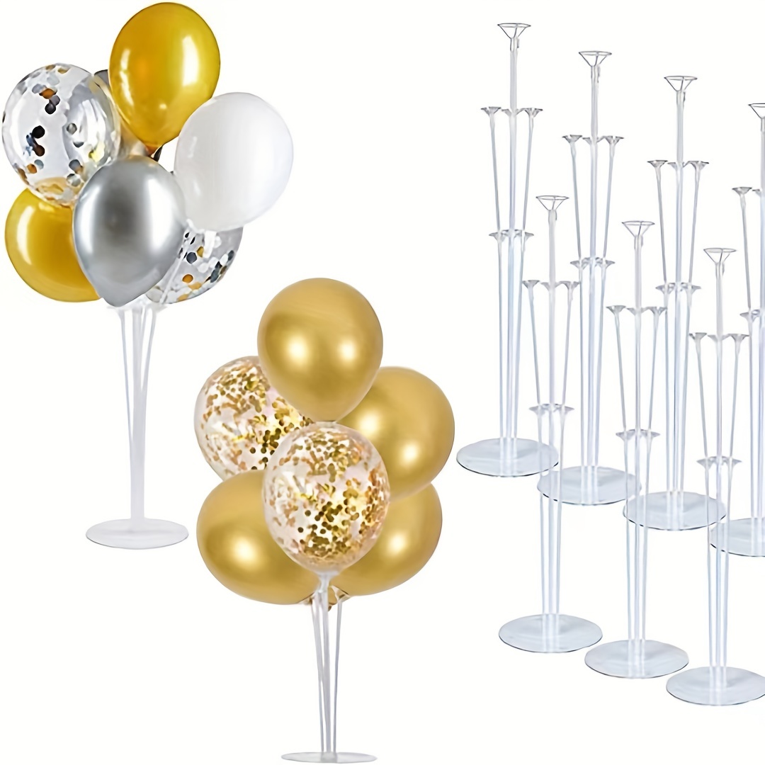 Palos para globos con base, paquete de 10 soportes transparentes de 17  pulgadas de alto para centros de mesa para globos de 10 a 24 pulgadas