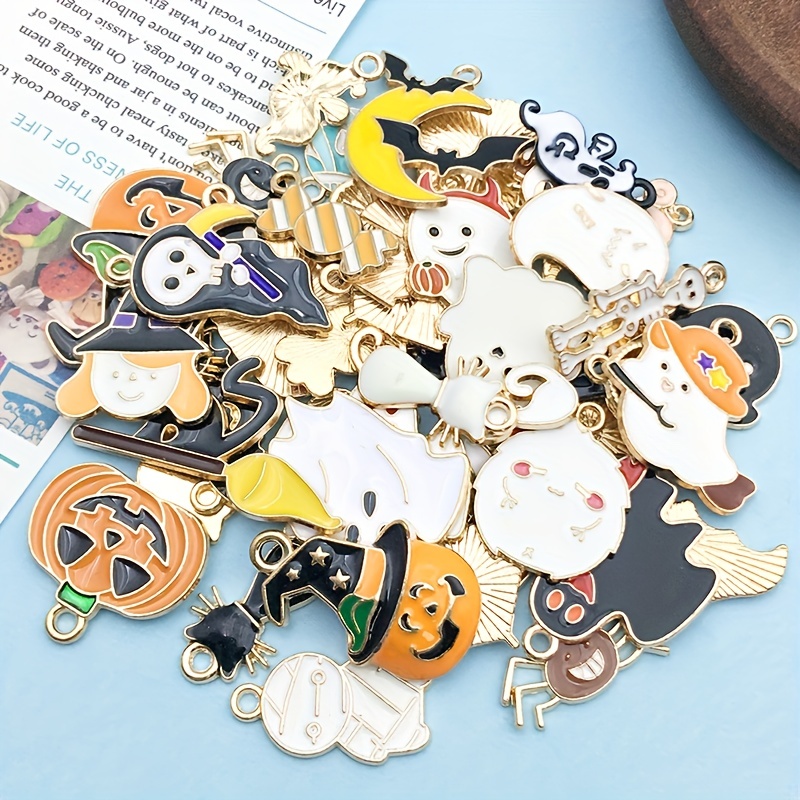 275Pcs Halloween Enamel Gold Charms for Jewelry Making, Novelty Charms