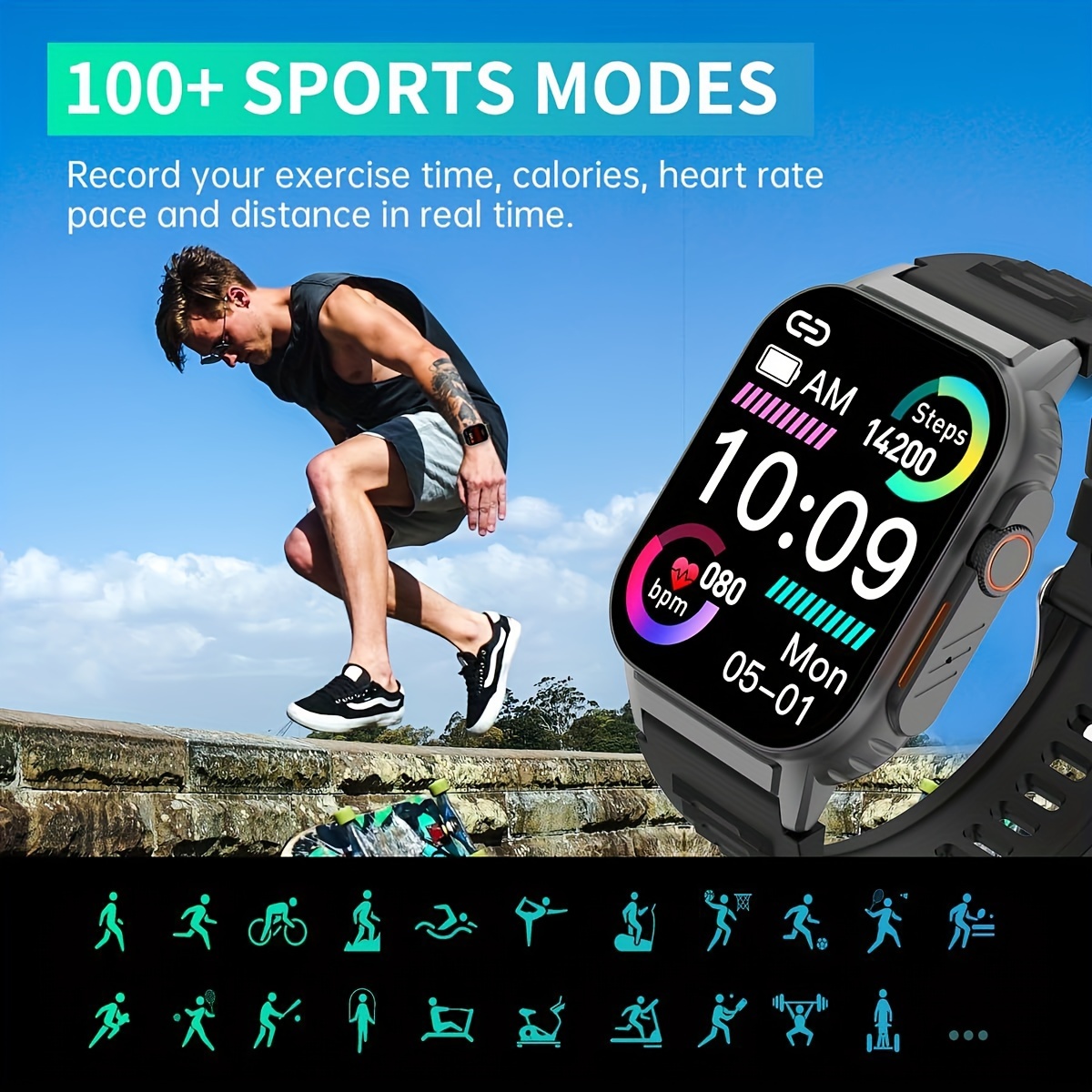 Smart Watch Heart Rate Blood Pressure Monitor Fitness Tracker for Android  iPhone