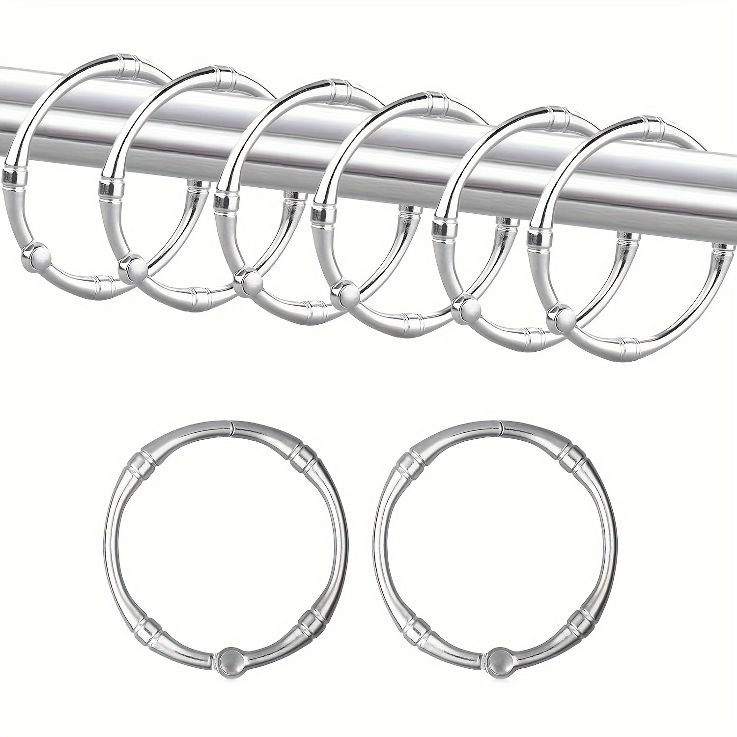 12pcs Classic Circular Decorative Shower Curtain Hooks, Easy To Install,  Not Easy To Fall Off, Strong Load-bearing Capacity, Durable, Waterproof And  R